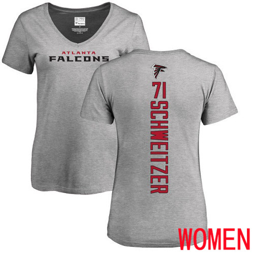 Atlanta Falcons Ash Women Wes Schweitzer Backer NFL Football #71 T Shirt->women nfl jersey->Women Jersey
